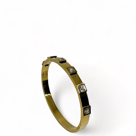 Aria gold plated bangle with stones